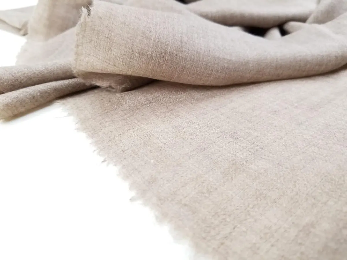 Close-up of fine-spun raw cashmere fabric